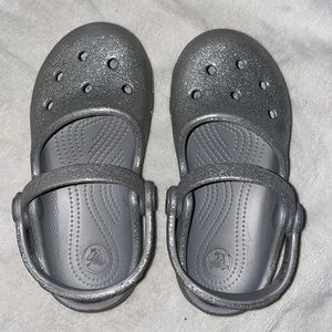 ✨Silver Sparkly crocs toddler/kids size 9